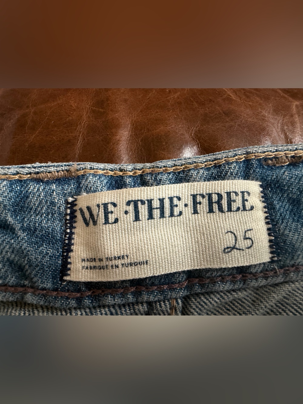 We The Free Medium Blue Denim Jeans with Contrast Stitching - Picture 6 of 9